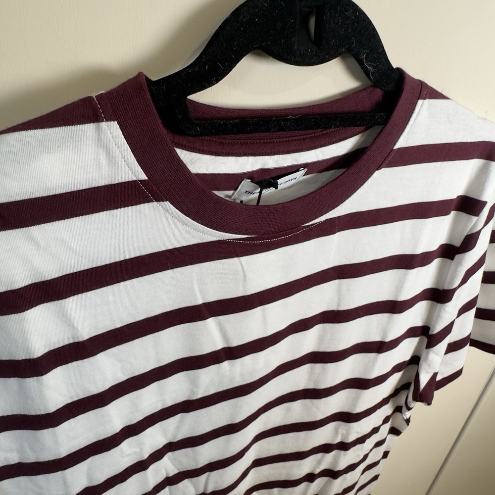 These Glory Days Scandinavia Striped T-Shirt NWT Burgundy White Euro Streetwear